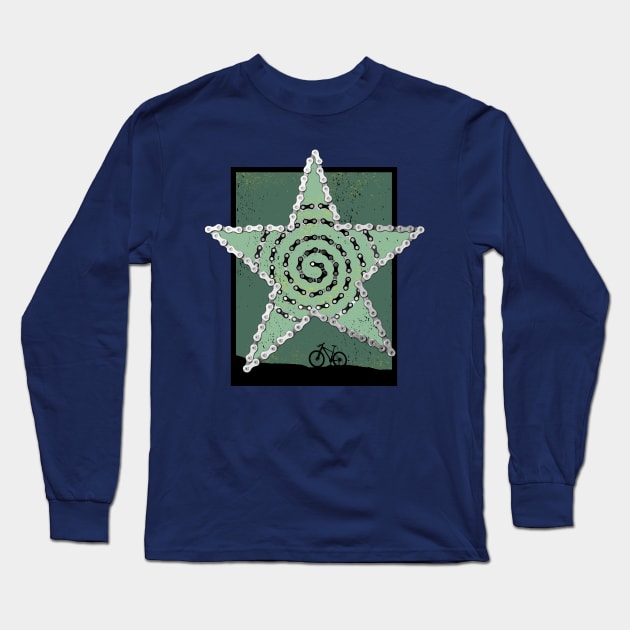 Mountain Bike Shining Bike Chain Star Long Sleeve T-Shirt by NeddyBetty